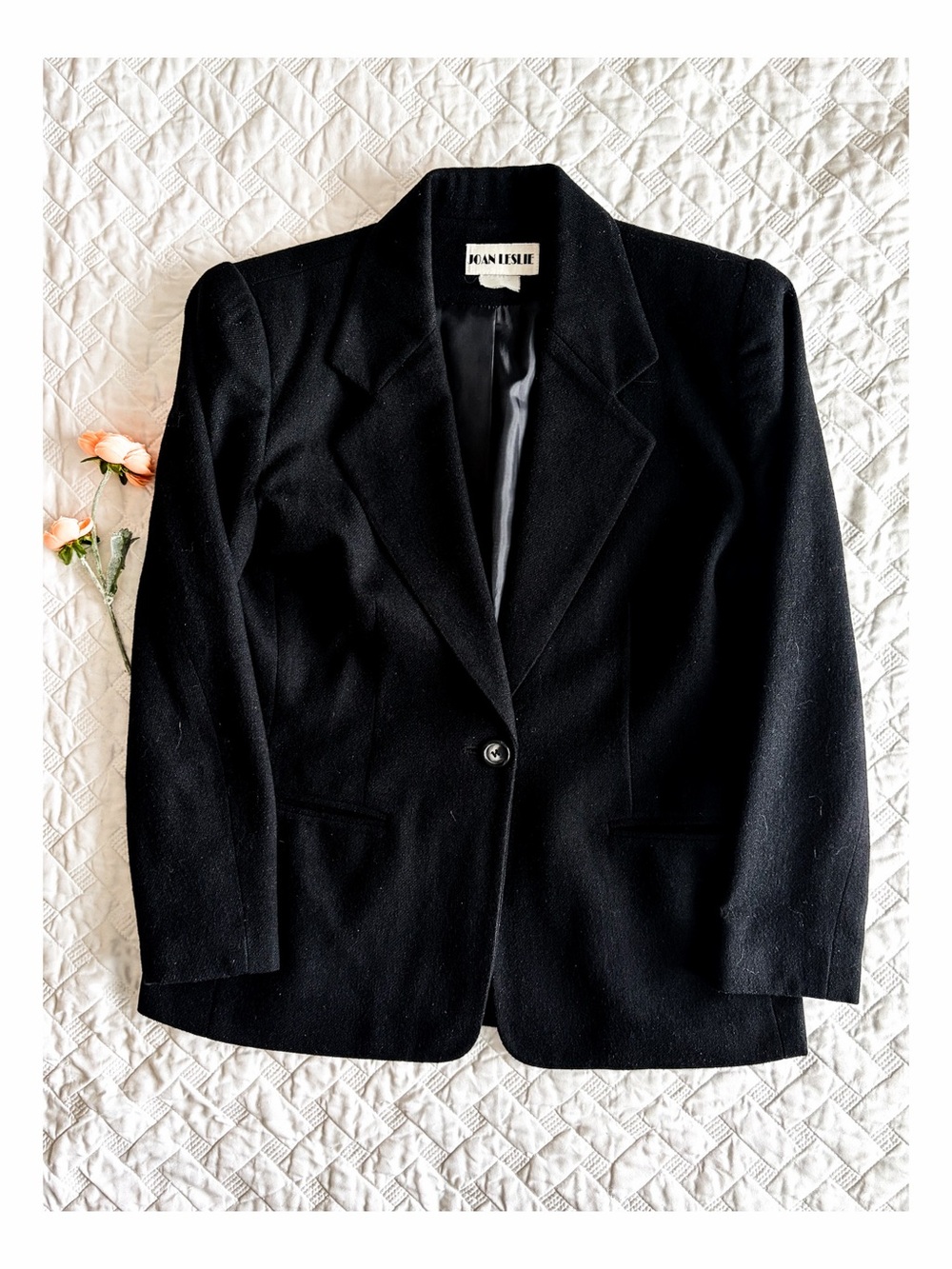 Joan Leslie Black Wool Blend Blazer Jacket Petite 4P